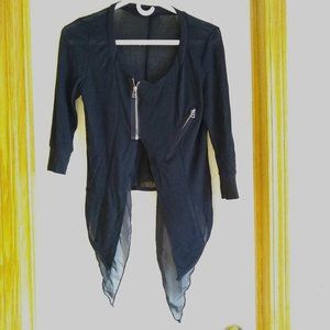 vintage 90s light sheer knit zip sweater top bolero NWOT